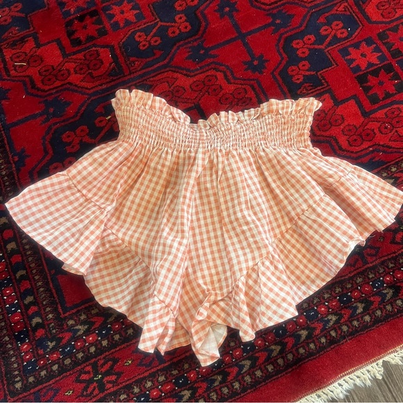 Caroline Constas Ruffle linen Gingham shorts size extra small - Picture 4 of 9